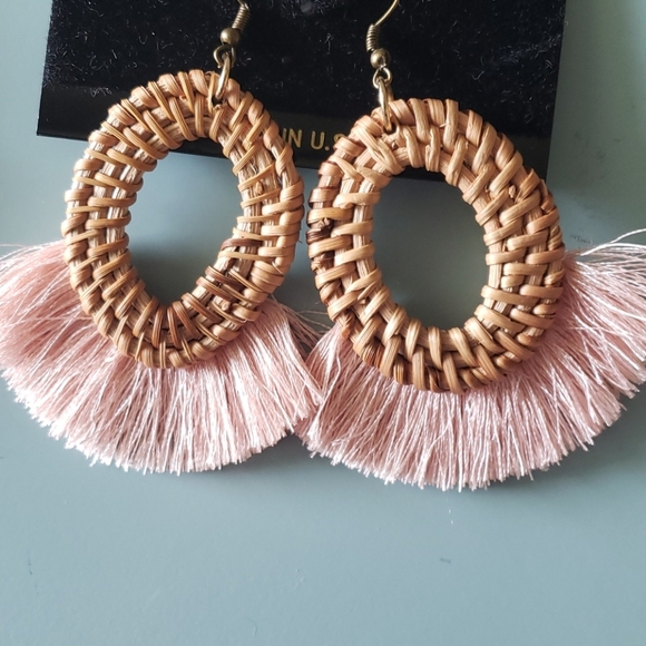 Erica Lyons Woven Earrings with Gray Fringe - Picture 5 of 8